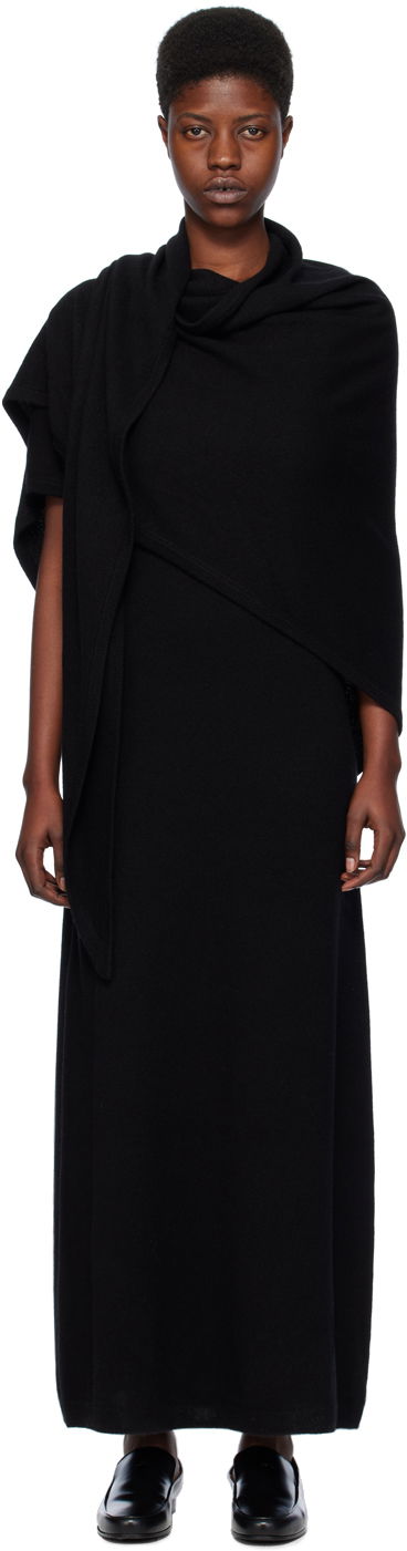 Obleke TOTEME TOTEME Shawl Maxi Dress Črna | 241-WRD1072-YA0016