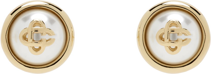 Uhani Casablanca Faux-Pearl Logo Stud Earrings Kovinski | APS25-JW-094-01