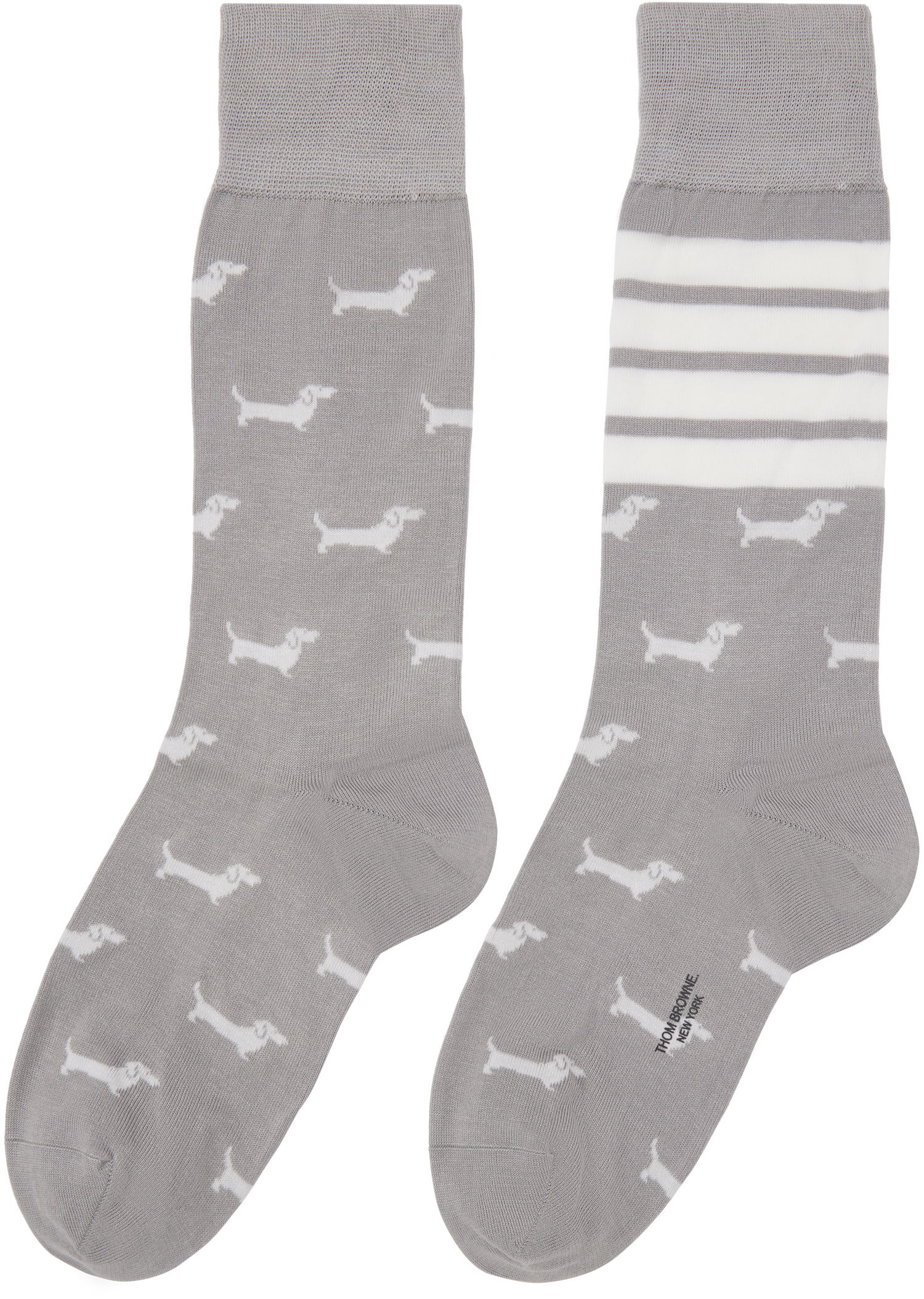 Nogavice Thom Browne Thom Browne Hector Mid Calf Socks with Dachshund Print Siva | FAS226A-Y3012, 1
