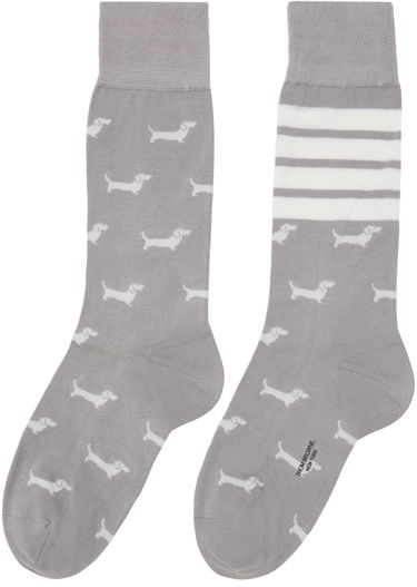 Nogavice Thom Browne Thom Browne Hector Mid Calf Socks with Dachshund Print Siva | FAS226A-Y3012, 1