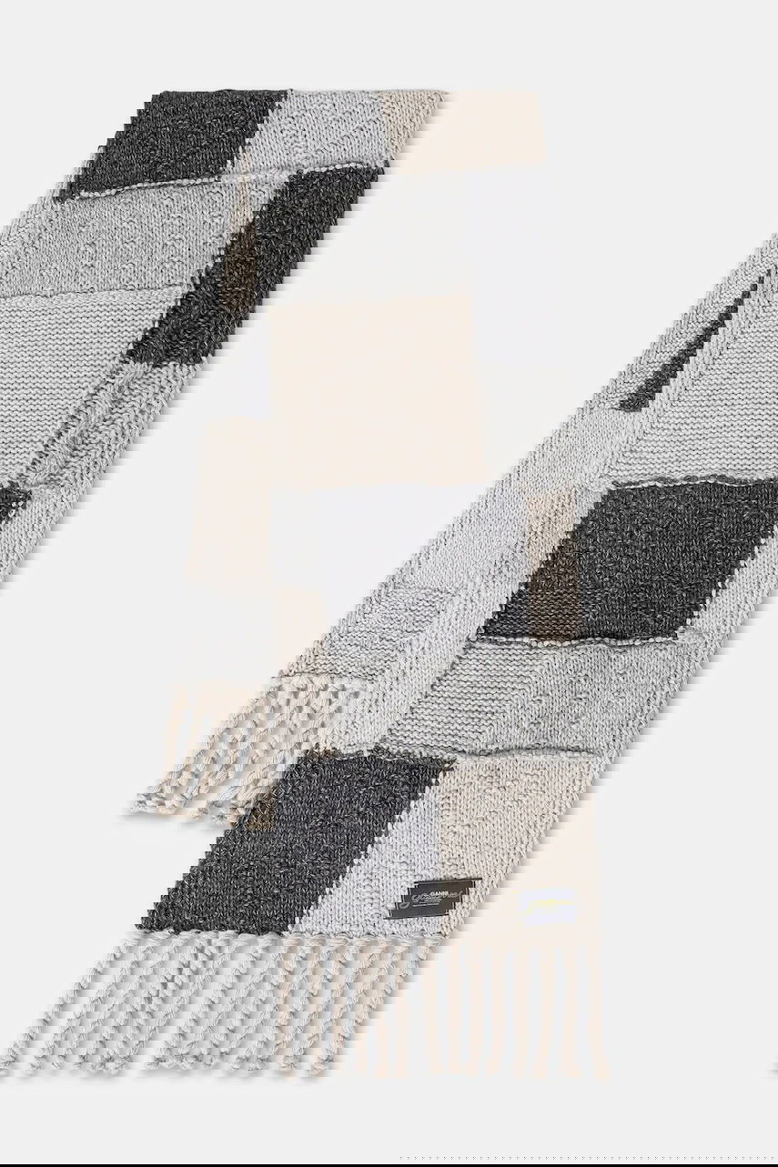 Šala GANNI Knitted Wool Cotton Bubble Patchwork Scarf Večbarvna | A6662, 0