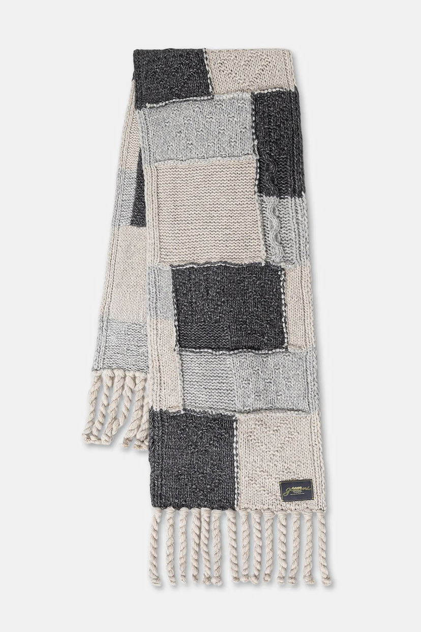 Šala GANNI Knitted Wool Cotton Bubble Patchwork Scarf Večbarvna | A6662