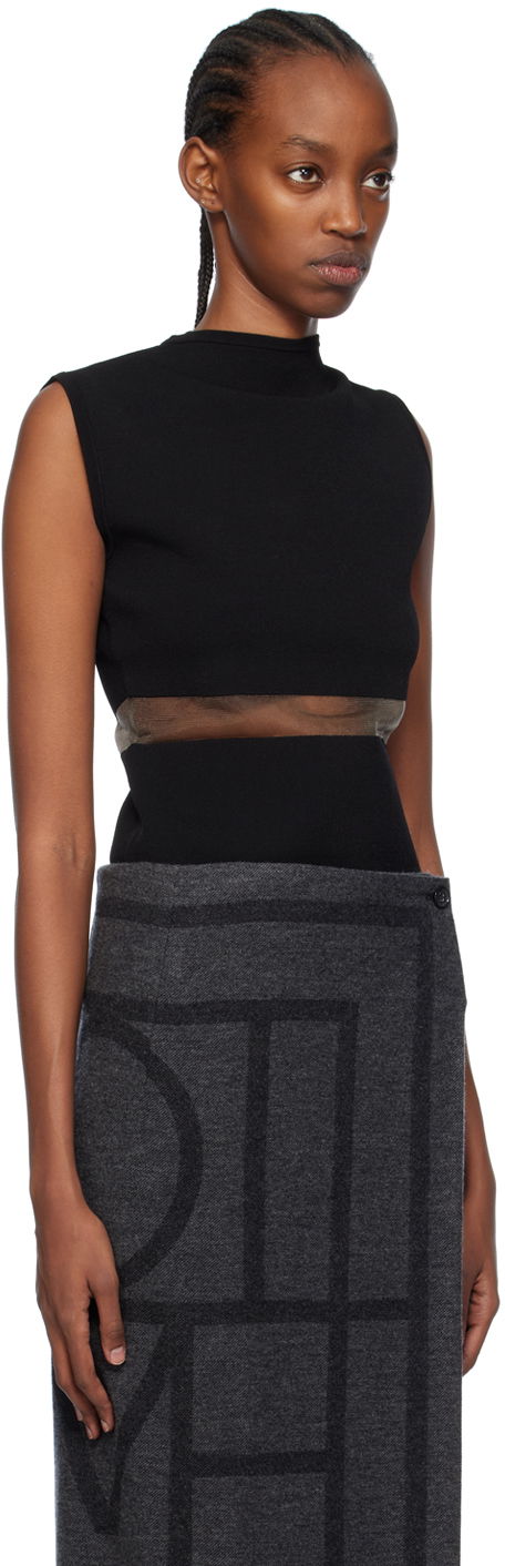 Obleke TOTEME TOTEME High-Neck Mesh-Paneled Top Črna | 241-WRT1068-YA0028, 1
