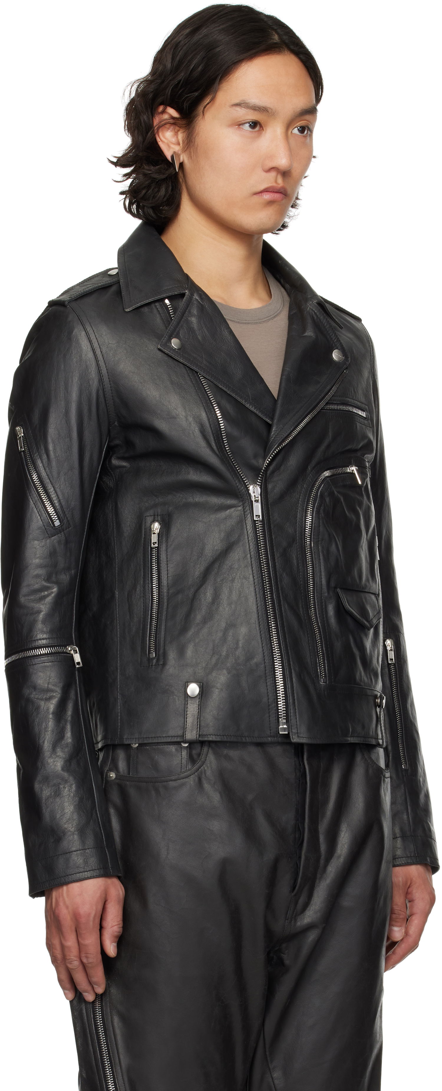 Jakna Rick Owens Rick Owens Hollywood Bauhaus Stooges Leather Jacket Črna | RU01E5765 LTP, 1
