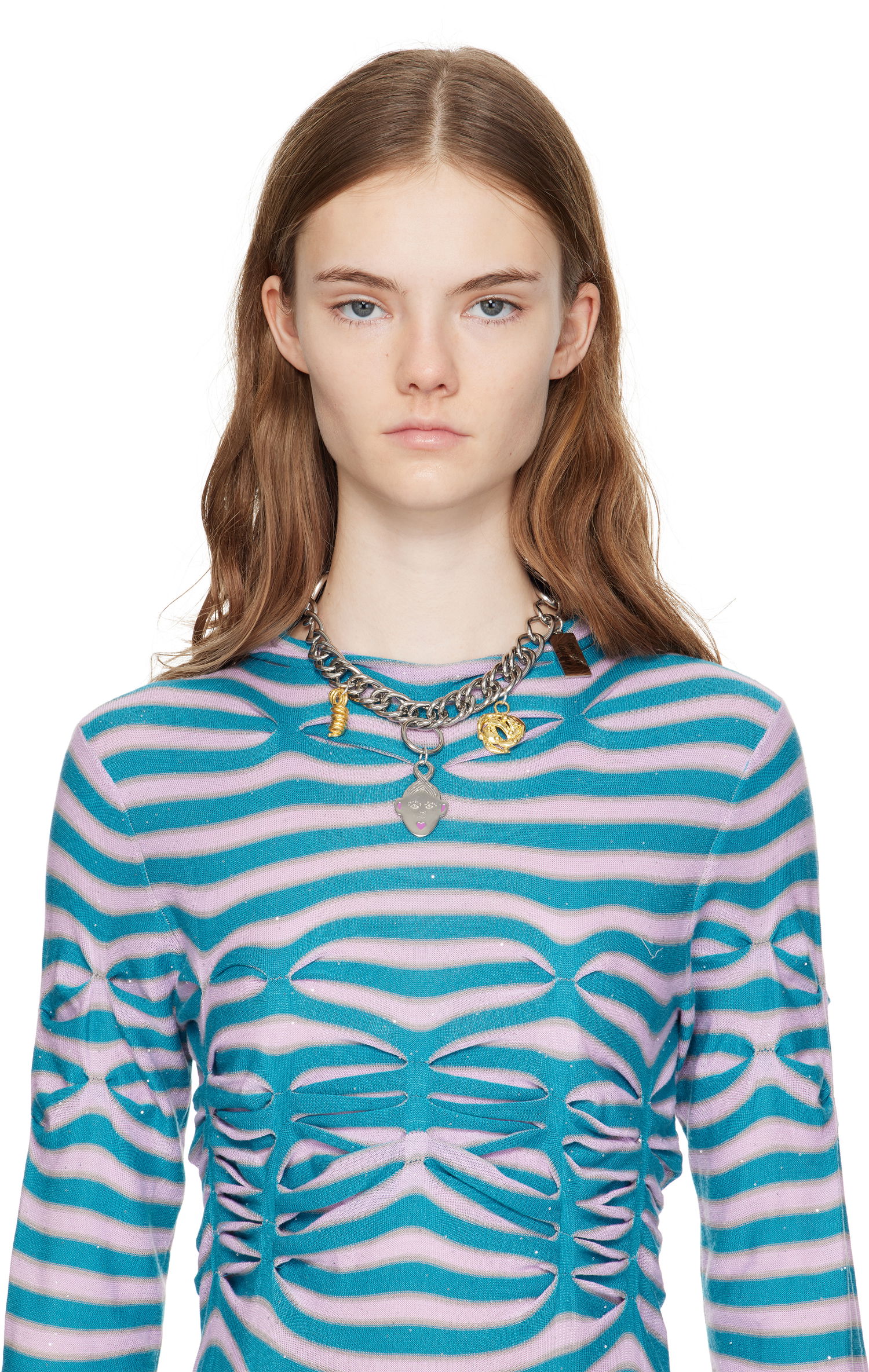 Ogrlica Chopova Lowena Chopova Lowena Triple Curl Charm Necklace Kovinski | 6587, 1