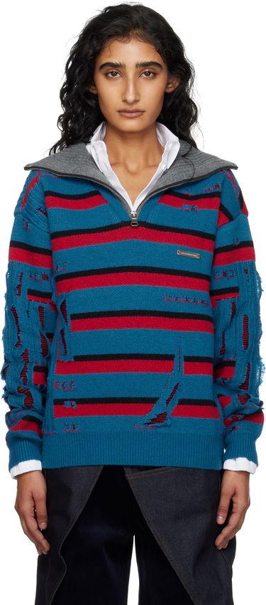 Pleteni pulover Andersson Bell Andersson Bell Stripe Jacquard Half Zip-Up Sweater Modra | atb1331m, 0