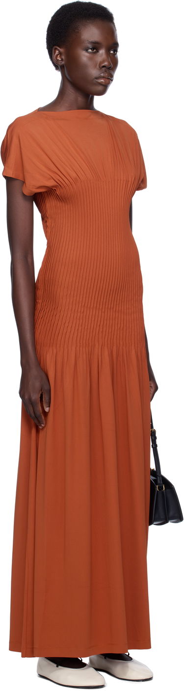 Obleke TOTEME TOTEME Knife-Pleated Jersey Maxi Dress Oranžna | 253-WRD0202-FB0162, 1