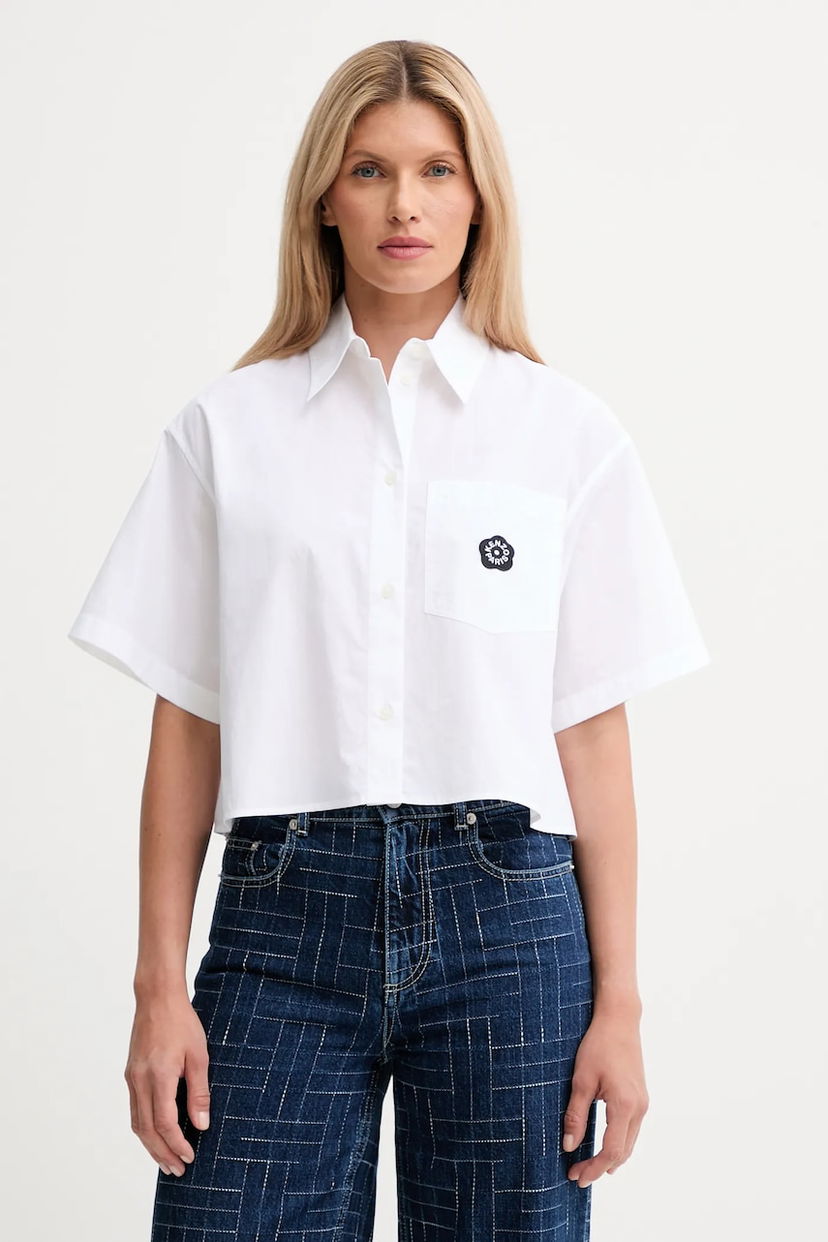 Srajce KENZO Kenzo Relaxed Cropped Shirt Bela | FF62CH2469LH
