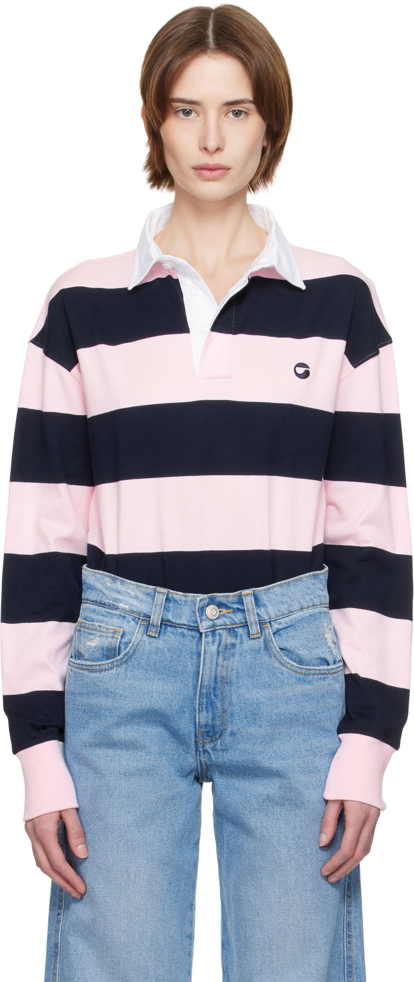 Polo majica Coperni Coperni Striped Rugby Shirt Roza | COPJS116F5026