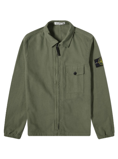 Srajce Stone Island Garment Dyed Zip Shirt Overshirt Zelena | 751510704-V0055