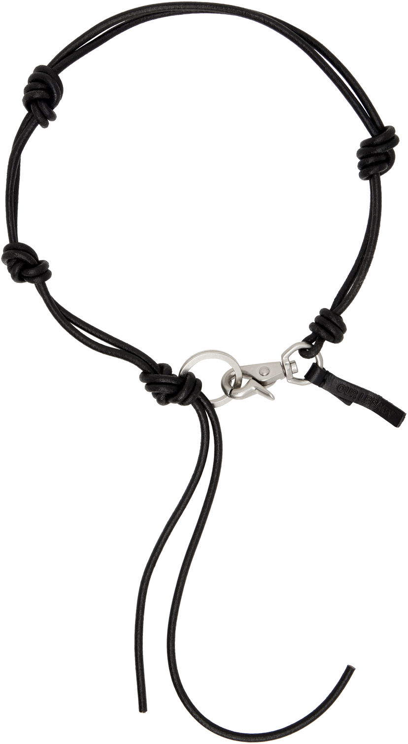 Ogrlica OUR LEGACY OUR LEGACY Ladon Knotted Cord Necklace with Carabiner Clasp Črna | A4258UB