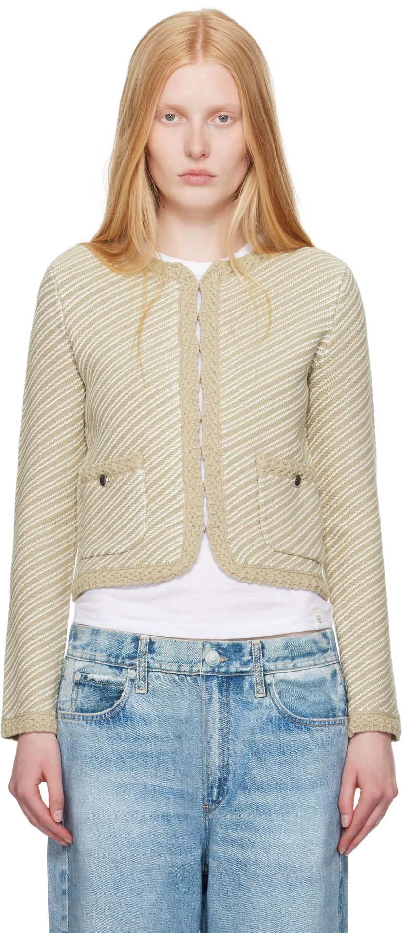 Pleteni pulover rag & bone Rag & Bone Claire Knit Cardigan Bež | WAS25P026SD26