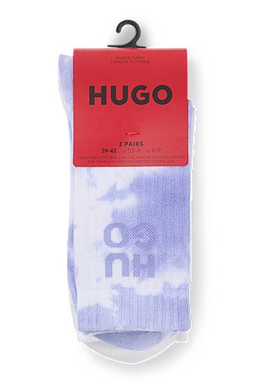 Nogavice BOSS Two-Pack of Ribbed Short Socks with Stacked HUGO Logos Lila | 50537570, 1