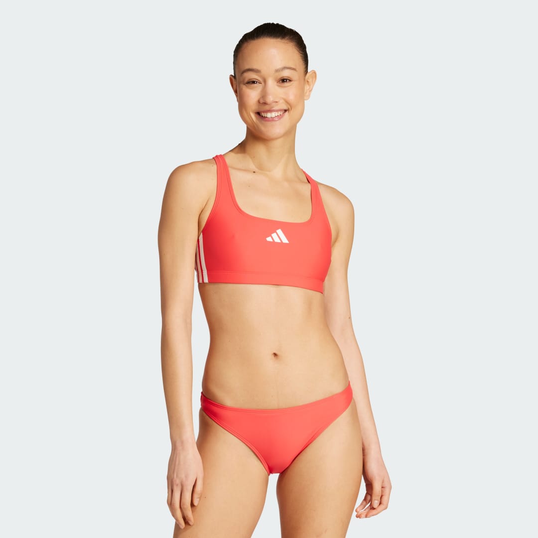 Kopalke adidas Performance 3-Stripes Bikini Top and Bottom Set Rdeča | JW3735, 0