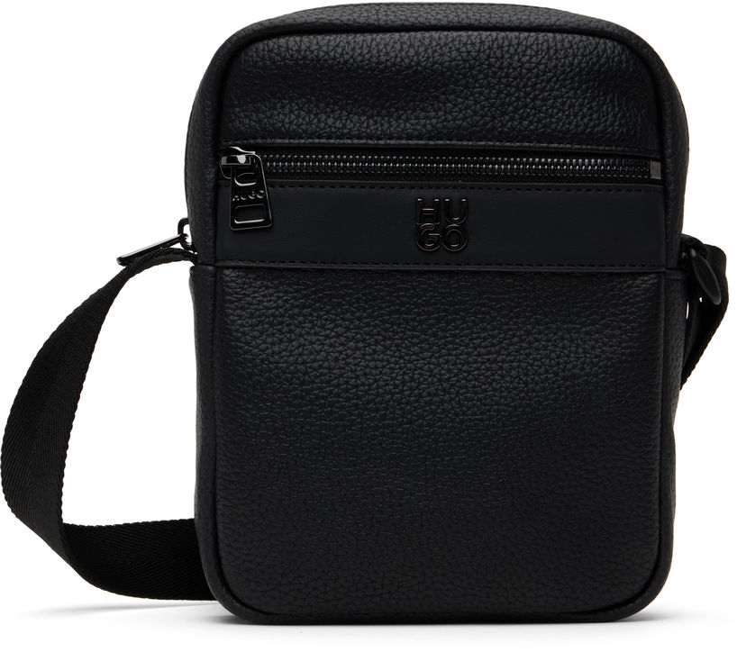 Torba za čez ramo BOSS Hugo Logo Hardware Faux-Leather Messenger Bag Črna | 50547439