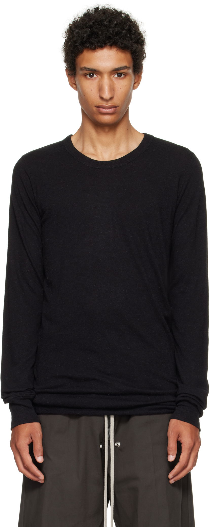 Majica Rick Owens Concordians Basic Long Sleeve T-shirt Črna | RU02E1252 JR