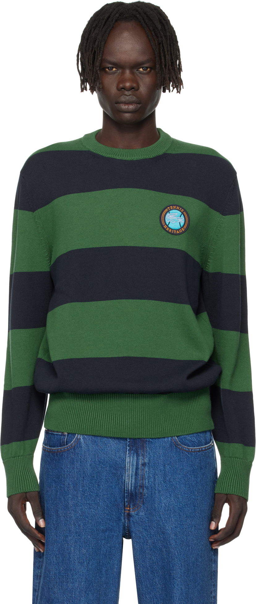 Pleteni pulover Lacoste Lacoste Striped Cotton Jersey Sweater Zelena | AH5179_C5C