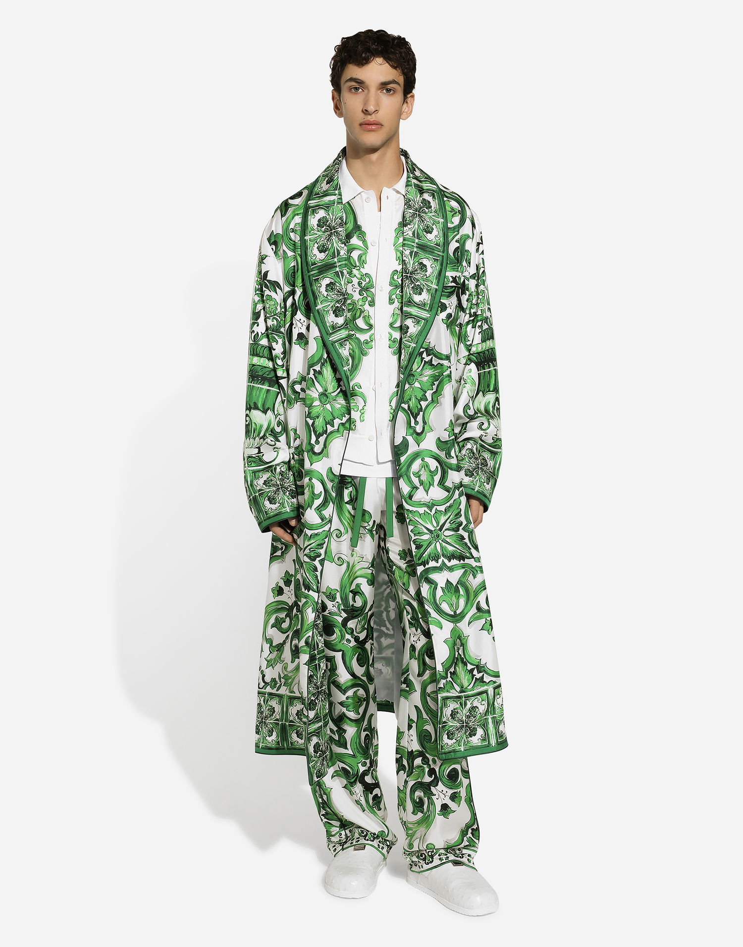 Pižame Dolce & Gabbana Silk Twill Robe With Print Zelena | G031TTHI1SVHV3TN, 1