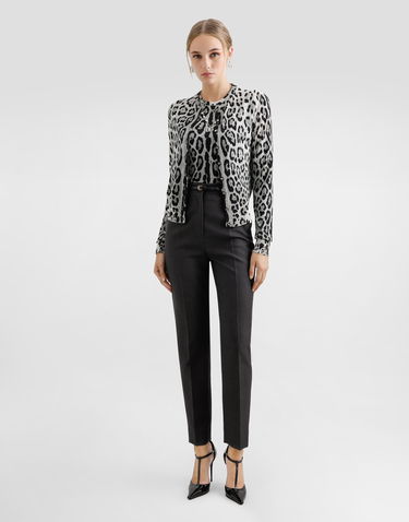 Majica brez rokavov Dolce & Gabbana Silk Tank Top With Leopard Print Siva | FXT04TJAHLAHI13N, 1