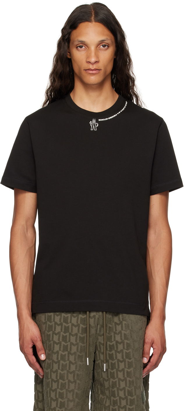 Majica Moncler Grenoble Black Printed Logo T-Shirt Črna | J20978C0000283927
