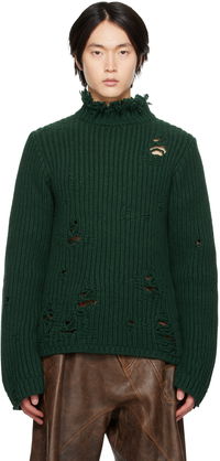 Green Distressed Turtleneck
