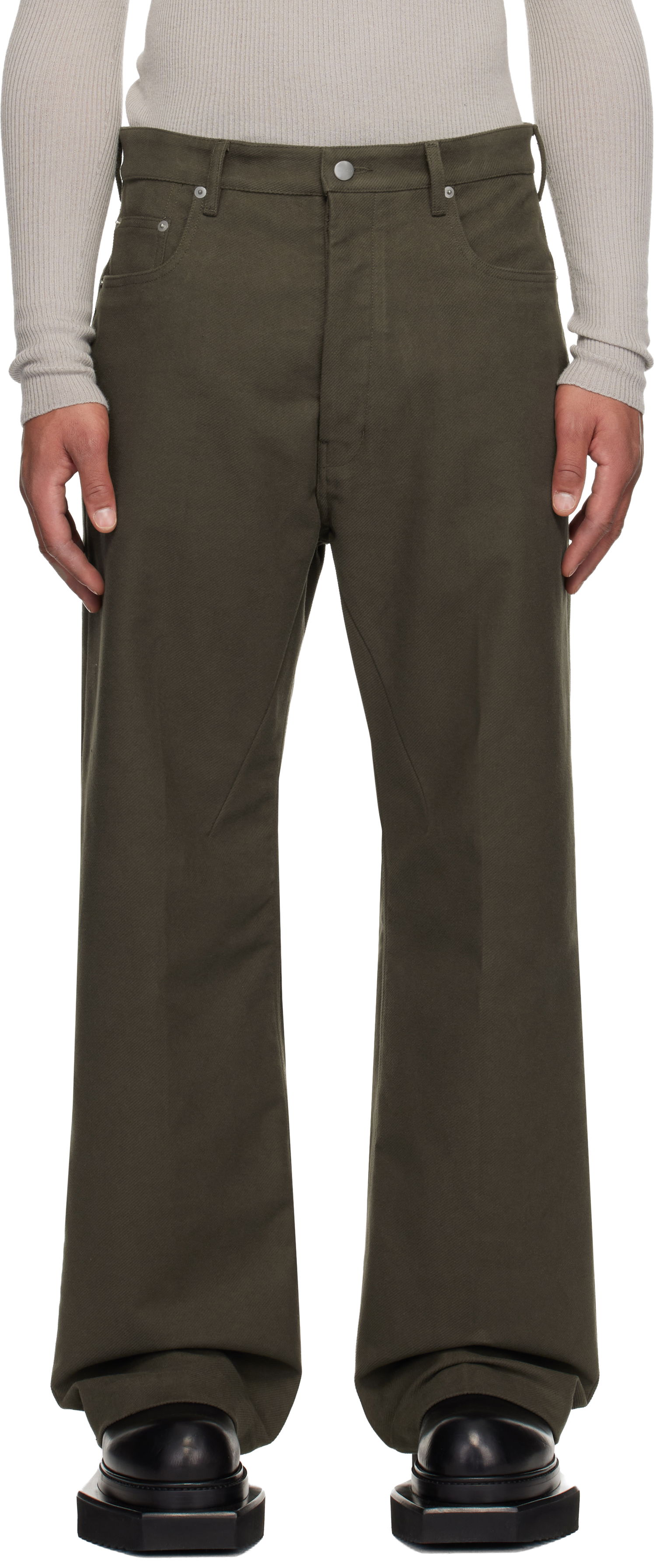 Kavbojke Rick Owens Concordians Geth Wide-Leg Twill Jeans Zelena | RU02E1333 TB, 0