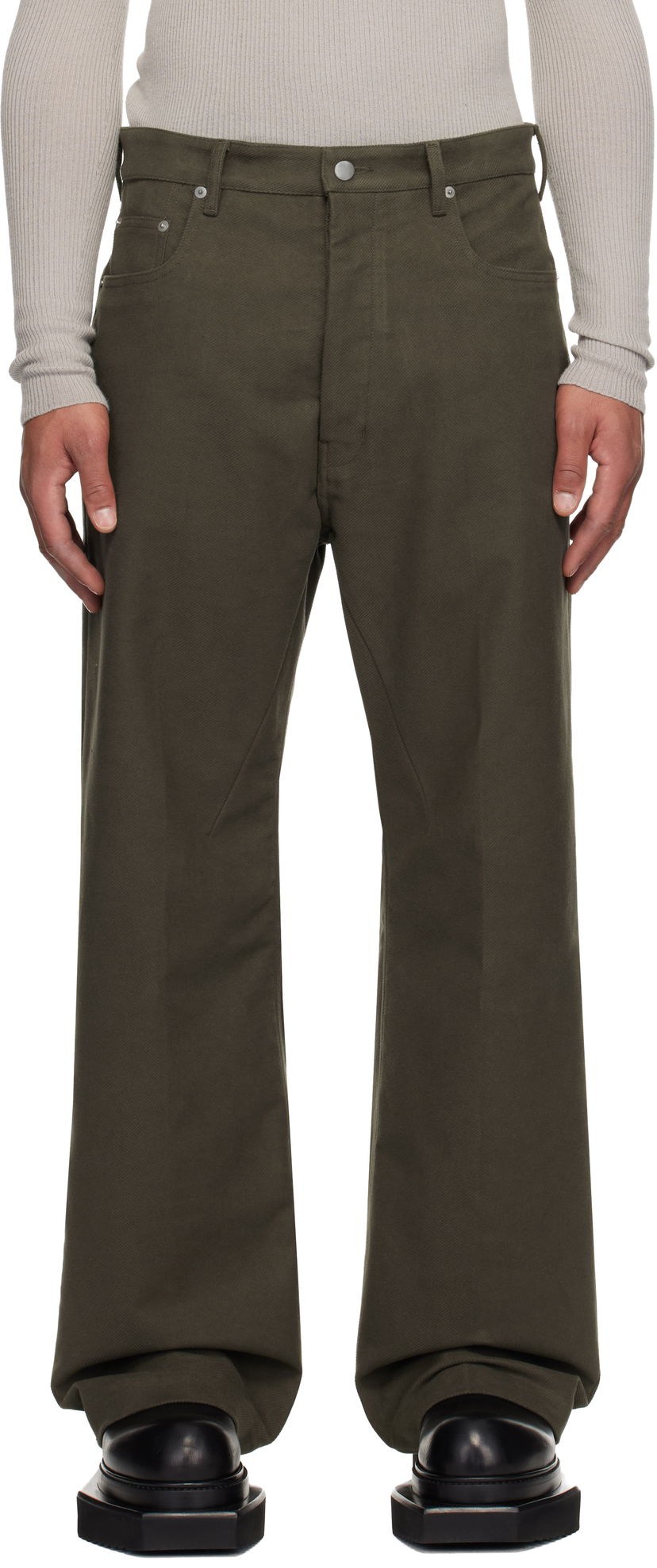 Kavbojke Rick Owens Concordians Geth Wide-Leg Twill Jeans Zelena | RU02E1333 TB