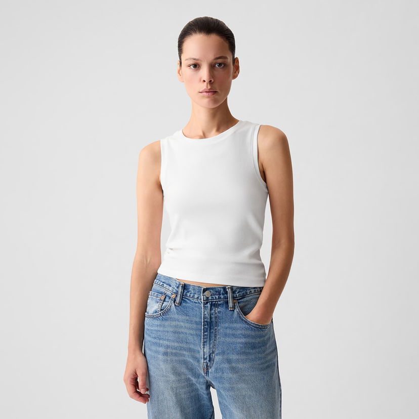 Majica brez rokavov GAP Sleeveless Modal Shell Fresh White Bela | 540735-04