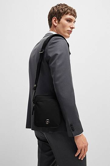 Torba za čez ramo BOSS BOSS Twill Reporter Bag with Double B Monogram Črna | 50523462, 1