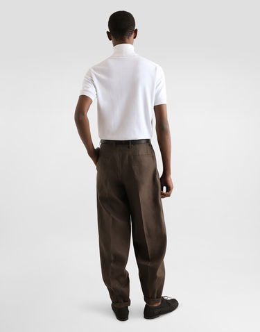 Hlače Dolce & Gabbana Dolce & Gabbana Linen Turned-Up Cuff Pants Rjava | GP114TFU4MCM3977, 2