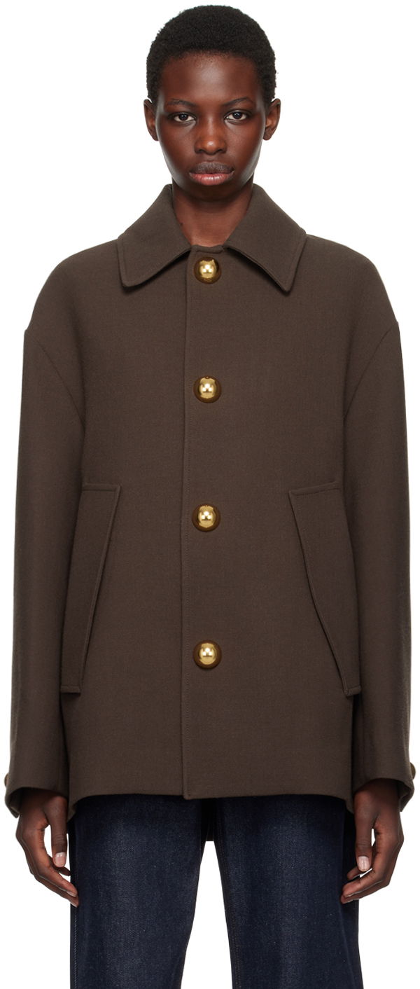 Plašči AMI Short Belted Coat Rjava | FCO214.WV0051