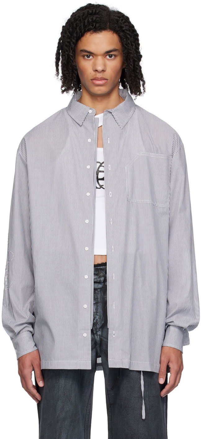 Srajce Ottolinger Ottolinger Oversized Pinstriped Shirt Siva | 1103101