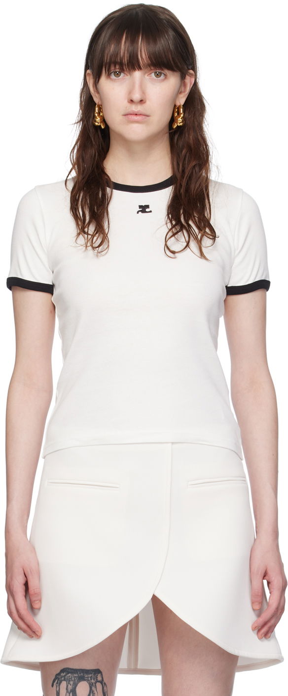 Majica Courrèges Courrèges Signature Trim T-Shirt Bela | VESJTS017JS0070