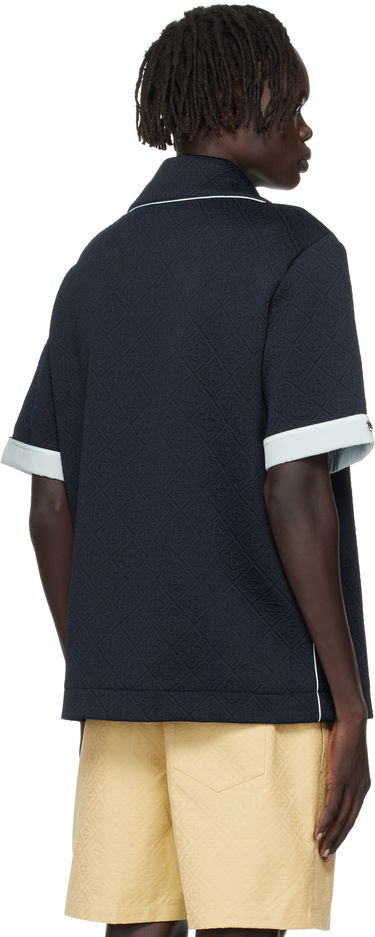 Srajce Casablanca Casablanca Jacquard Short Sleeve Shirt Mornarica | MPF25-SH-190-01, 2