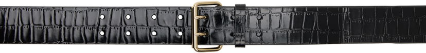 Pasovi Anine Bing Anine Bing Mila Croc-Effect Leather Belt Črna | A-12-10817-BLK1