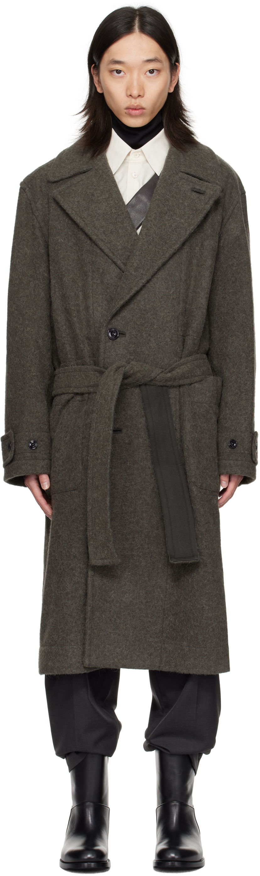 Plašči LEMAIRE Lemaire Soft Belted Coat Zelena | CO1135 LF504