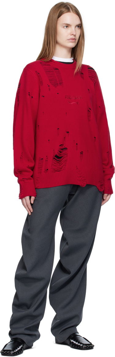 Pleteni pulover Charles Jeffrey Loverboy Charles Jeffrey LOVERBOY Distressed Logo Sweater Rdeča | 52090102, 3