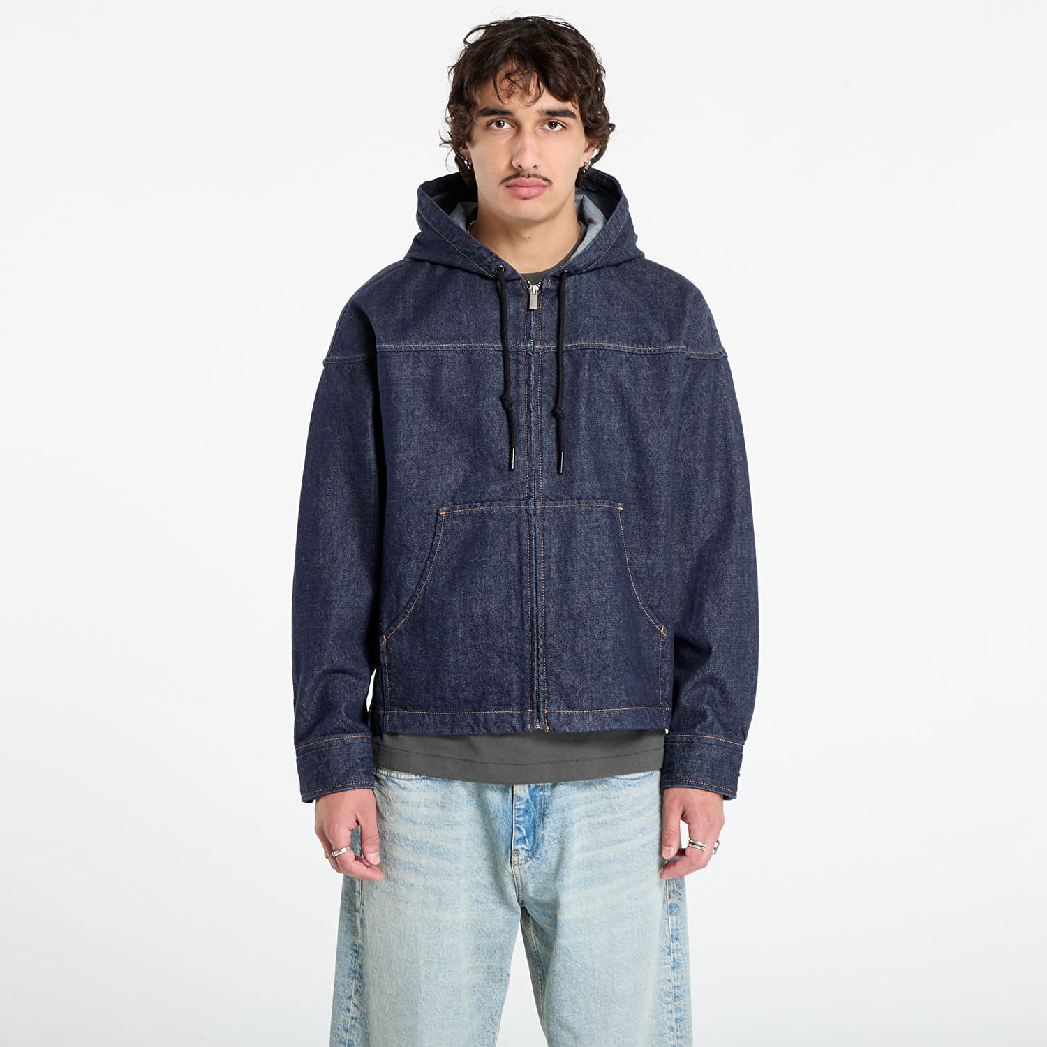 Jakna CALVIN KLEIN Calvin Klein Jeans Zip Front Denim Hoodie Modra | LV04RD715G 59W, 0