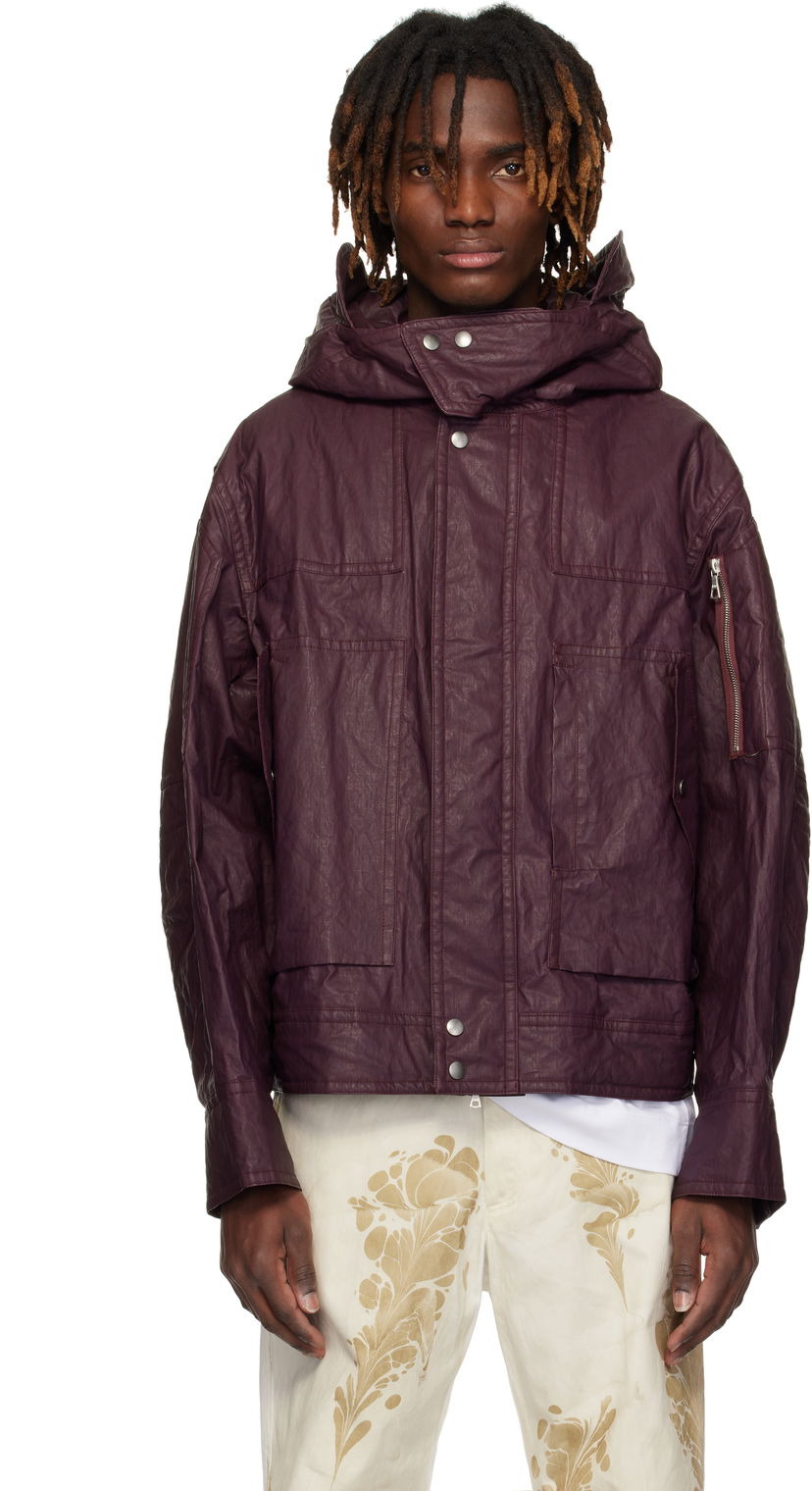 Parka Dries Van Noten Dries Van Noten Flap Pocket Hooded Jacket Bordo | 251-020516-1285