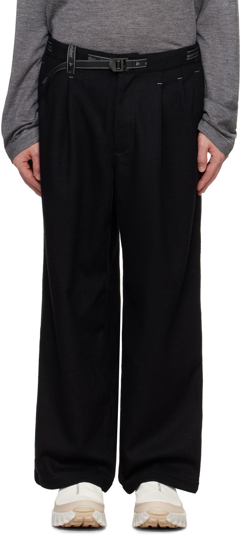 Hlače and wander Rewool Tweed Wide Trousers Črna | 5744282188