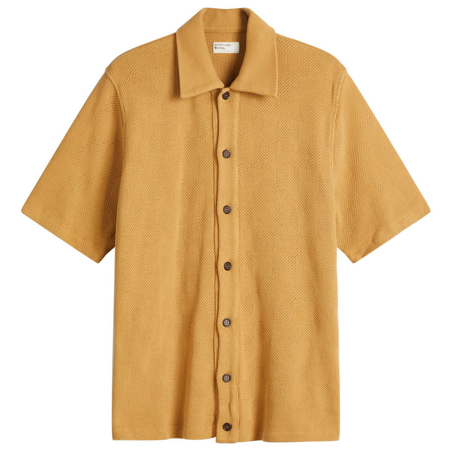 Srajce Universal Works Universal Works Checkerboard Button Through Polo Shirt, Size Large Rumena | 32415-SND, 1
