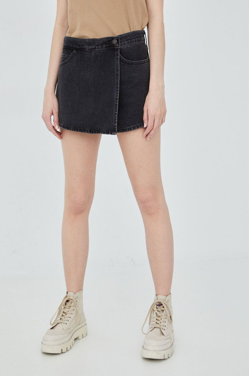 Krila Levi's High Waist Denim Wrap Skort Črna | A3534.0001