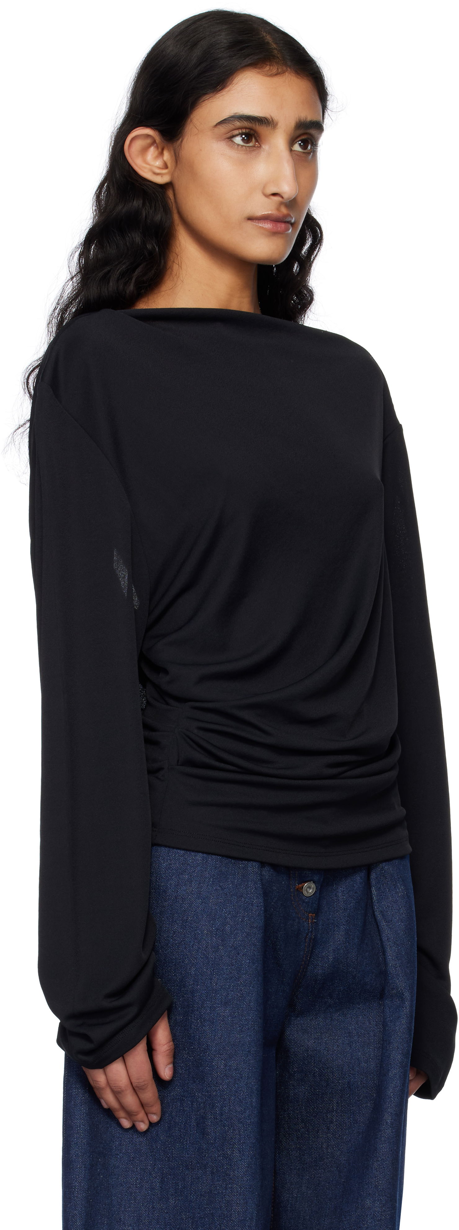 Pleteni pulover Jacquemus Jacquemus 'The Croisière' Gathered Long Sleeve Blouse Črna | 25E251TO121-1026, 1