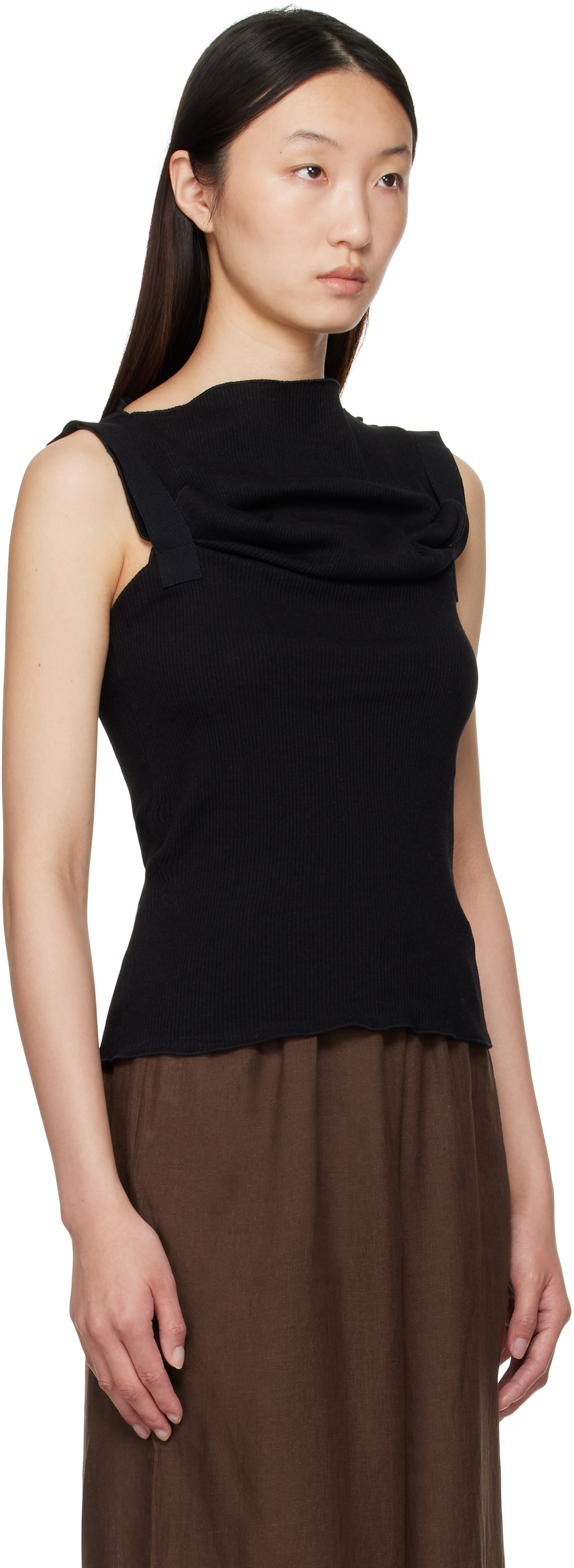 Majica brez rokavov Baserange Baserange Lud Cowl Neck Sleeveless Top Črna | TTLT-RCR-AU25, 1