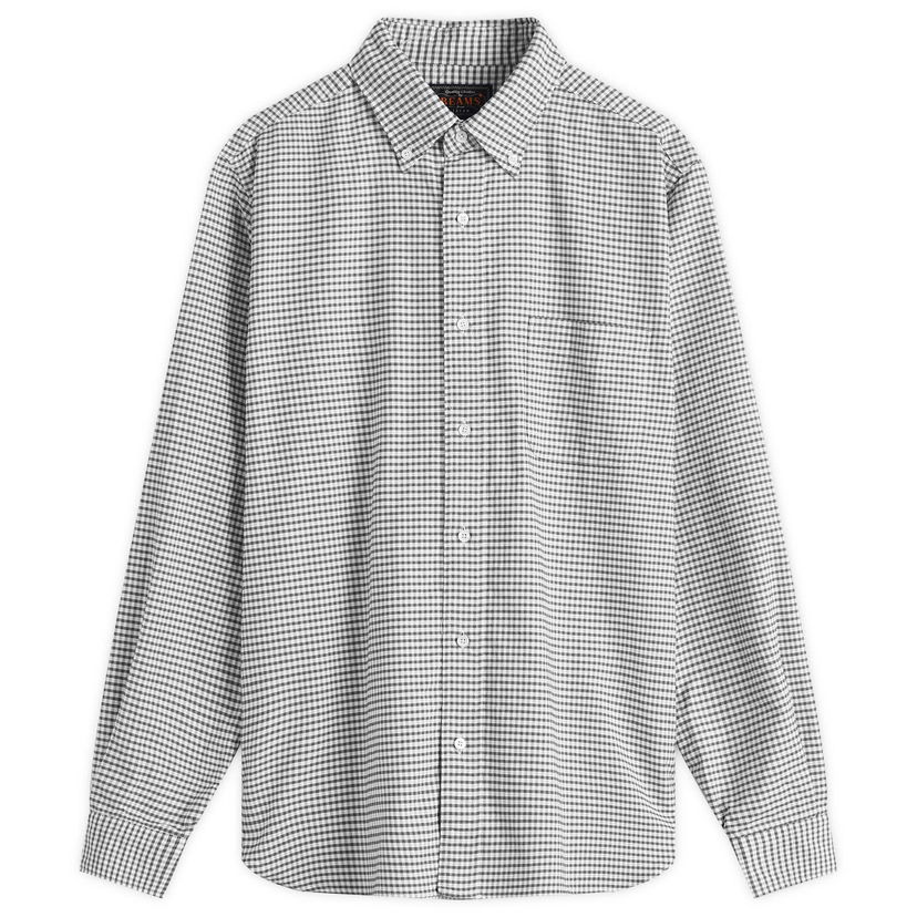 Srajce BEAMS Beams Plus Button Down Gingham Oxford Shirt, Size Small Siva | 3811-0077-139-19
