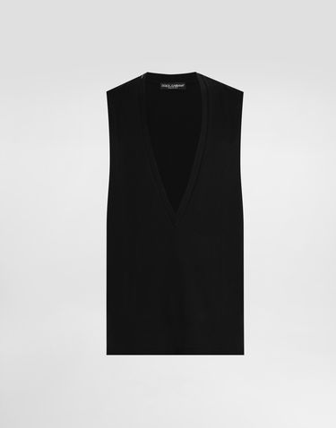 Majica brez rokavov Dolce & Gabbana Dolce & Gabbana Oversize Jersey Singlet Črna | G8SJ5THU7SDN0000, 0