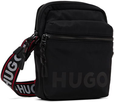 Torba za čez ramo BOSS HUGO Logo-Print Reporter Bag Črna | 50529432, 1