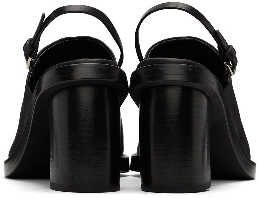 Modni dodatki Ann Demeulemeester Ann Demeulemeester Calfskin Heeled Slingback Sandals Črna | 2201-W-S04-390-098, 1