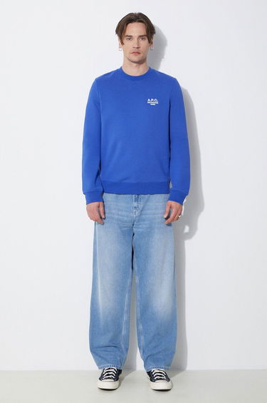 Pleteni pulover A.P.C. A.P.C. Sweat Rider Crewneck Sweatshirt Modra | COEZD.H27699.TIC, 1