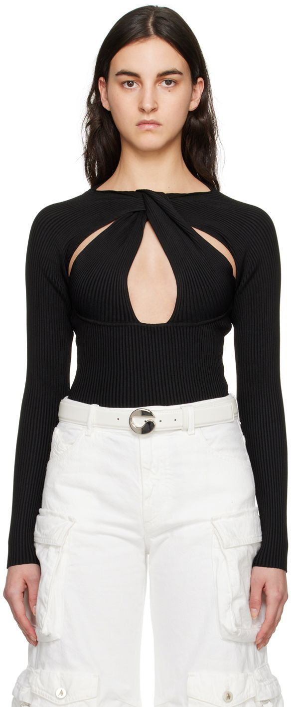 Bodi Coperni Coperni Twisted Cutout Long Sleeve Top Črna | COPML38600